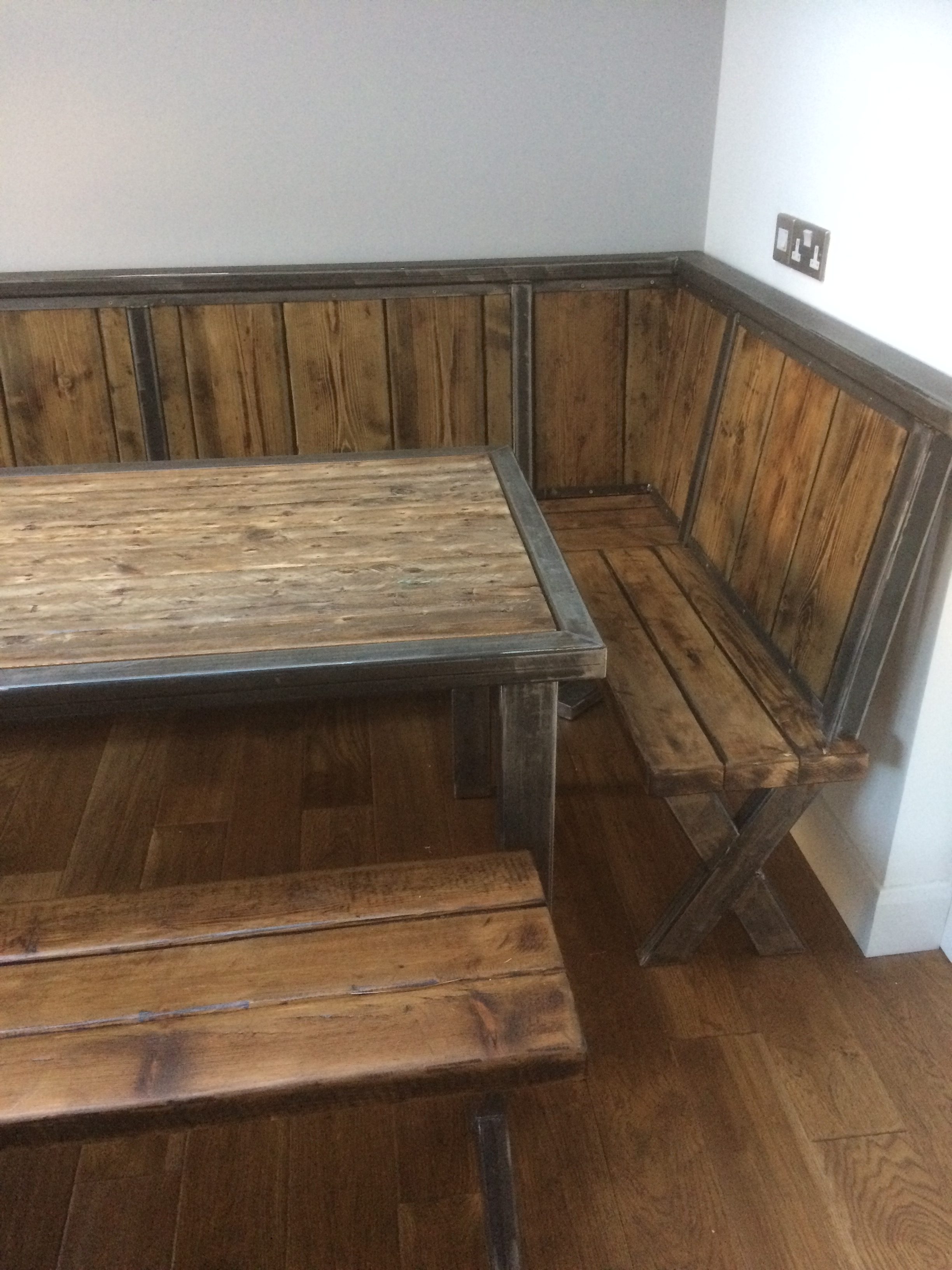 Industrial kitchen table and benches 2